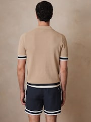 Marrón camel - Reiss Quinn Reiss | Ché Cotton Knit Polo Shirt - Imagen 5 de 7