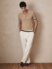 Marrón camel - Reiss Quinn Reiss | Ché Cotton Knit Polo Shirt - Imagen 6 de 7