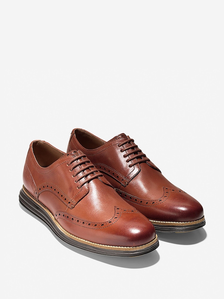 Cole Haan Mens Wide Fit Original Grand Wingtip Oxford Brown Shoes - Image 1 of 5