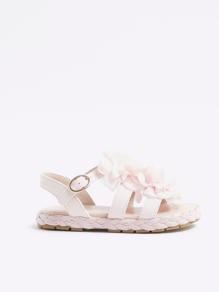 River Island Light Pink Girls Bright Flower Sandals - Image 1 of 5