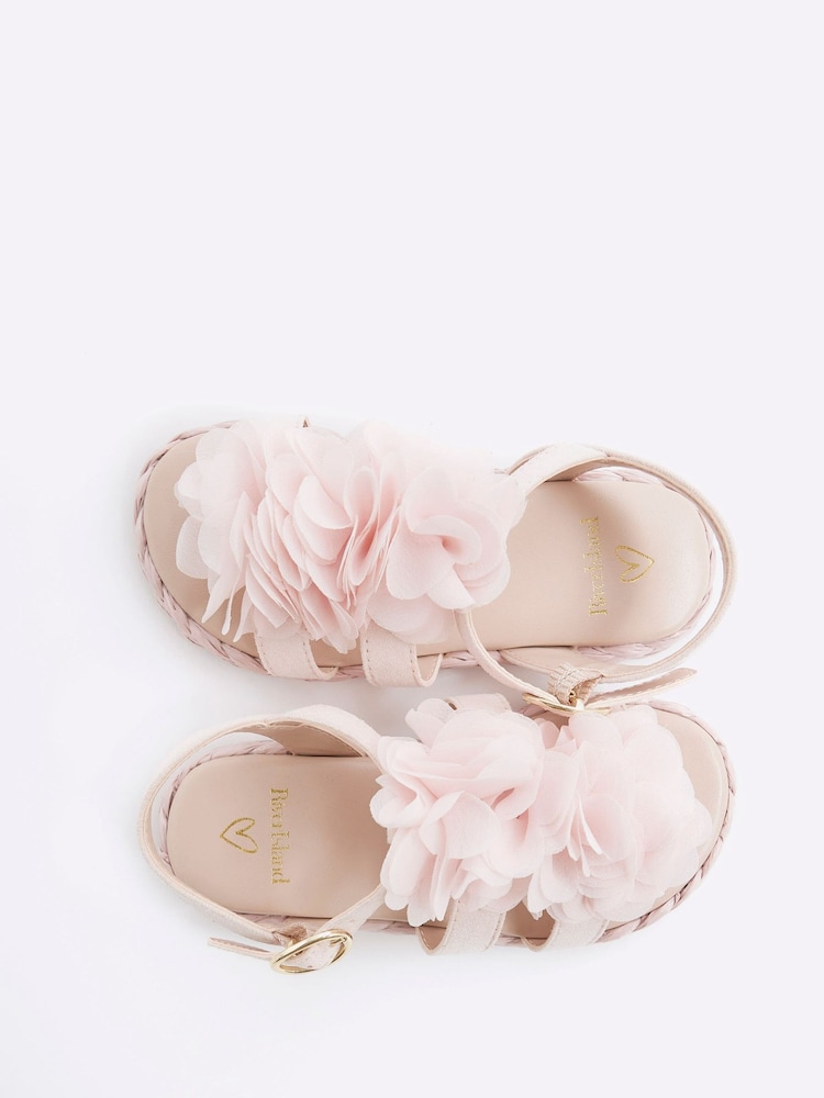 ורוד בהיר - River Island Girls Bright Flower Sandals - Image 4 of 5