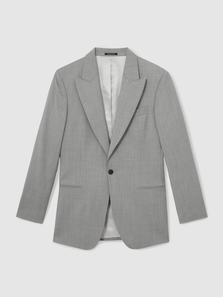 Reiss Mid Grey Inspire Slim-Fit Wool Single Breasted Suit Blazer - Image 2 of 10