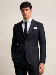 Reiss Navy Seminar Slim-Fit Wool Single Breasted Check Suit Blazer - Image 1 of 7