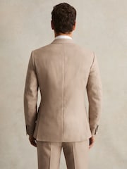 Reiss Oatmeal Brown Venus Slim-Fit Wool-Blend Double-Breasted Suit Blazer - Image 4 of 8