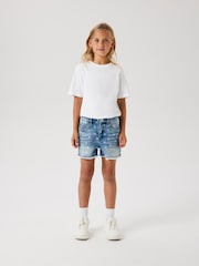 Name It Blue High Waisted Heart Print Denim Shorts - Image 1 of 4