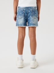 Name It Blue High Waisted Heart Print Denim Shorts - Image 2 of 4