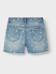 Name It Blue High Waisted Heart Print Denim Shorts - Image 4 of 4