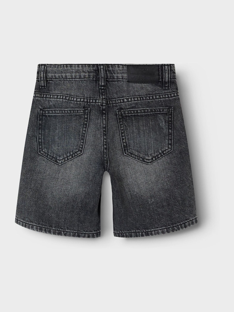 Name It Grey Loose Fit Distressed Denim Shorts - Image 3 of 4