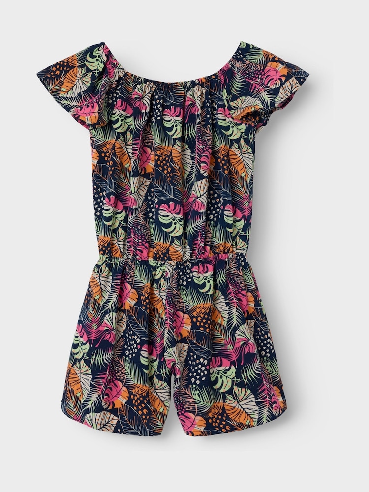 Name It Blue Floral Printed Playsuit - Image 3 of 4
