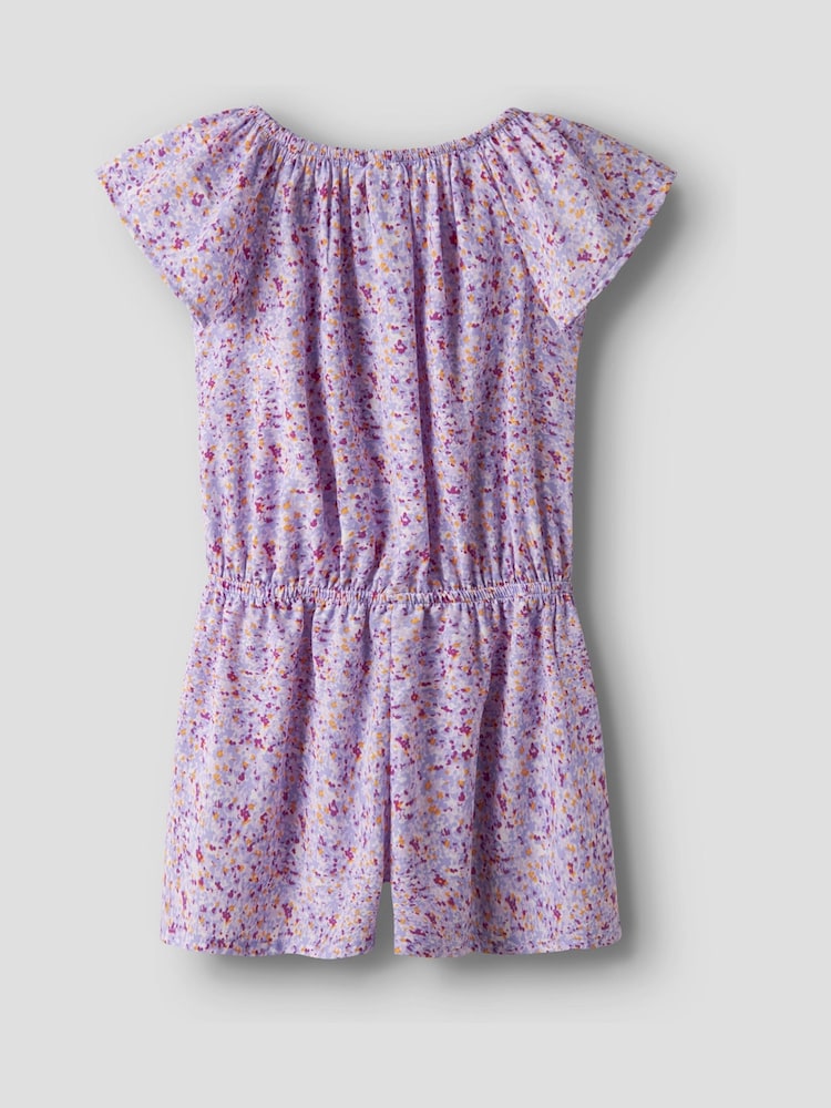 Name It Purple Floral Printed Playsuit - Image 2 of 3