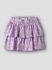 Name It Purple Floral Print Ruffle Skirt - Image 1 of 3