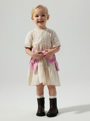 Name It Cream Short Sleeve Smock Dress - Image 1 of 1