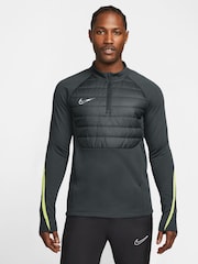 Nike Dark Seaweed Green Academy Winter Warrior Therma-FIT 1/2-Zip Football Top - Image 1 of 3