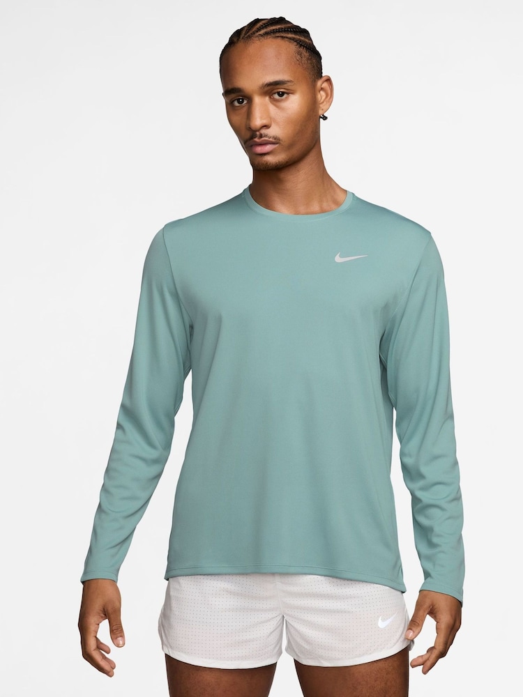Nike Cannon Green Dri-FIT Miler Long Sleeve Running Top - Image 1 of 4 Nike Cannon Green Dri-FIT Miler Long Sleeve Running Top - Image 1 of 4