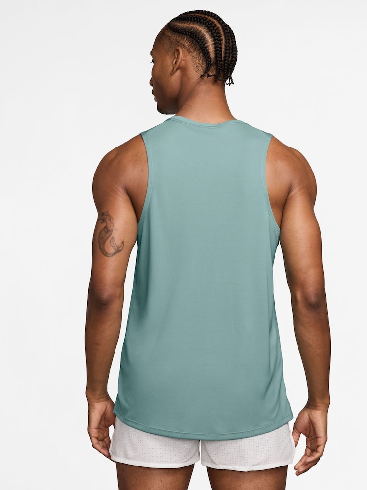 Nike Cannon Green Dri-FIT Miler Running Vest Top - Image 2 of 4 Nike Cannon Green Dri-FIT Miler Running Vest Top - Image 2 of 4