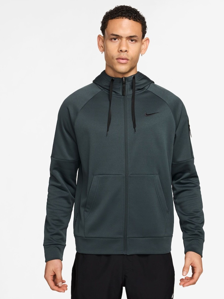 Nike Dark Seaweed Green Therma-FIT Zip Up Training Hoodie - Image 1 of 3 Nike Dark Seaweed Green Therma-FIT Zip Up Training Hoodie - Image 1 of 3