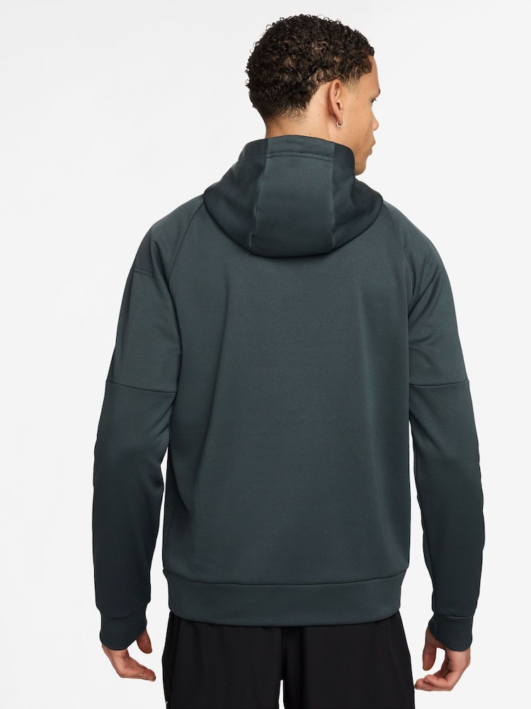 Nike Dark Seaweed Green Therma-FIT Zip Up Training Hoodie - Image 2 of 3 Nike Dark Seaweed Green Therma-FIT Zip Up Training Hoodie - Image 2 of 3