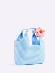 Синий - River Island Small Raffia Charm Tote Bag - Image 2 of 5
