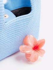 Синий - River Island Small Raffia Charm Tote Bag - Image 4 of 5