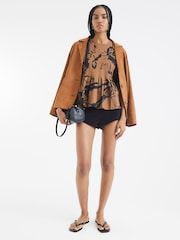 River Island Brown 100% Cotton Pleated Shell Top - Image 2 of 4