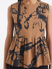 River Island Brown 100% Cotton Pleated Shell Top - Image 4 of 4