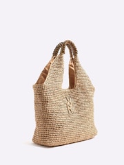 River Island Brown Raffia Shopper Bag - Image 2 of 6