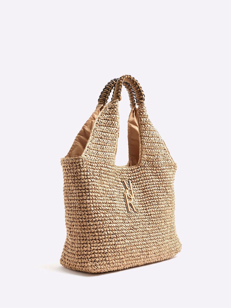 River Island Brown Raffia Shopper Bag - Image 2 of 6 River Island Brown Raffia Shopper Bag - Image 2 of 6