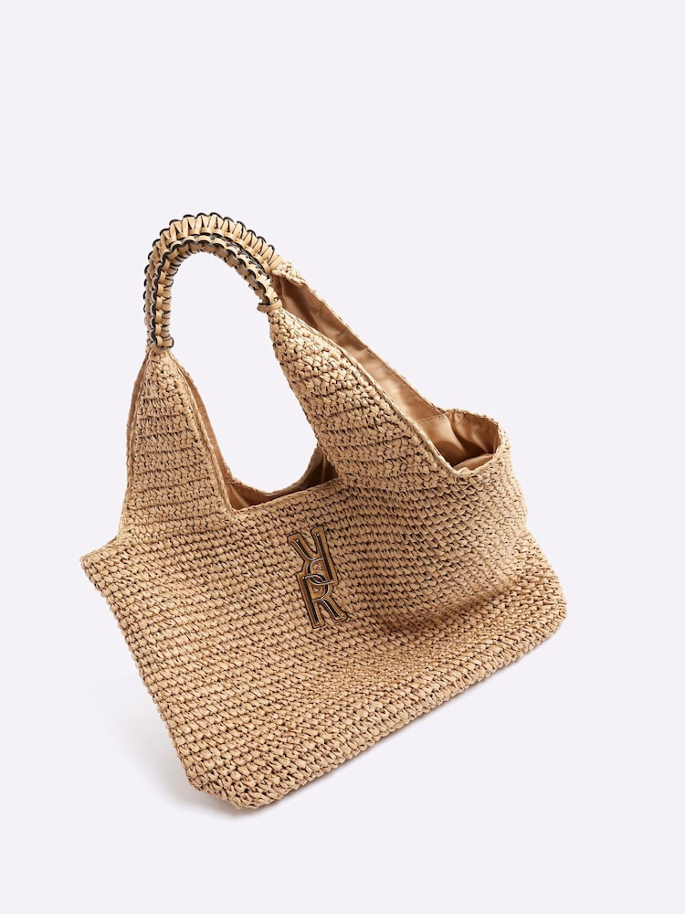 River Island Brown Raffia Shopper Bag - Image 2 of 4