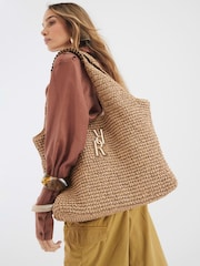 River Island Brown Raffia Shopper Bag - Image 5 of 6