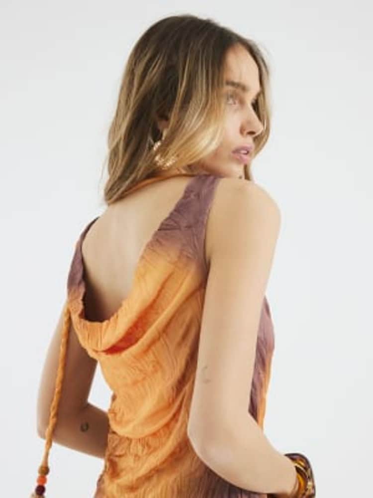 River Island Orange Crinkle Ombre Top - Image 2 of 4 River Island Orange Crinkle Ombre Top - Image 2 of 4