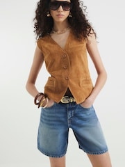 River Island Blue Bermuda Denim 100% Cotton Shorts - Image 2 of 4