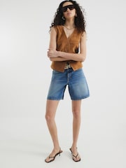 River Island Blue Bermuda Denim 100% Cotton Shorts - Image 3 of 4