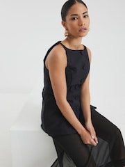 River Island Black Petite Square Neck Strappy Waistcoat - Image 3 of 4