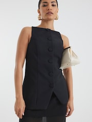 River Island Black Petite Square Neck Strappy Waistcoat - Image 4 of 4