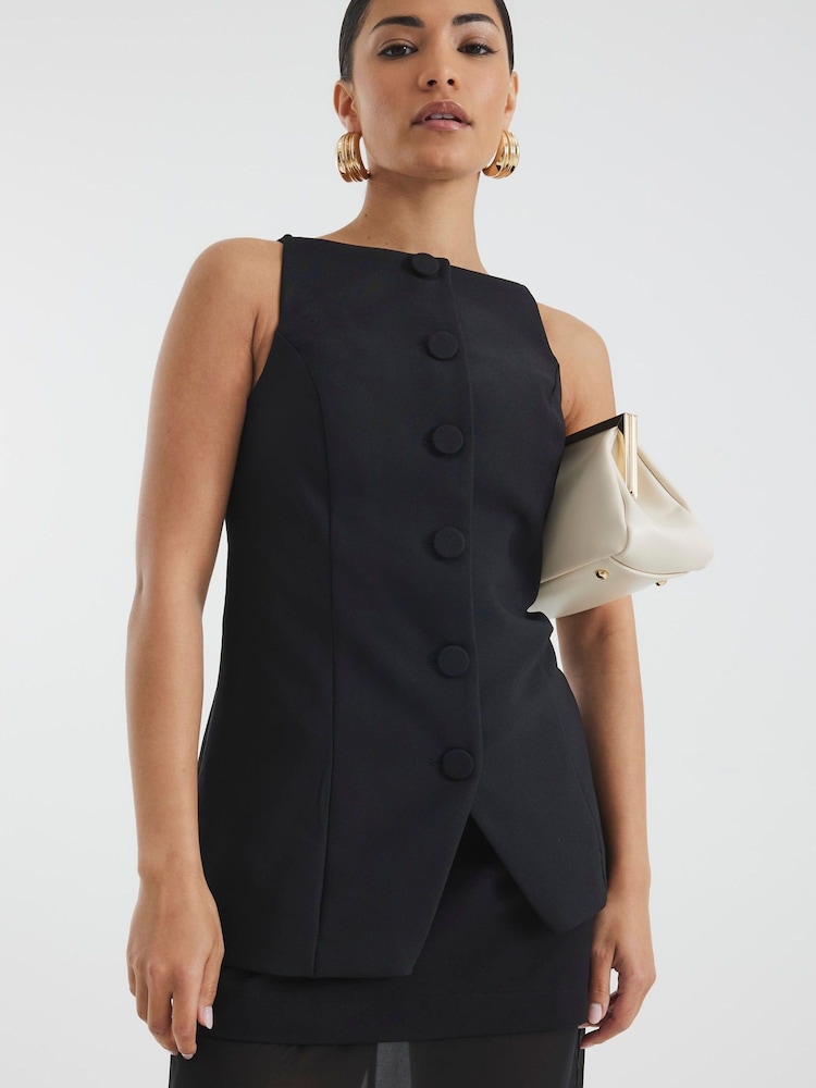 River Island Black Petite Square Neck Strappy Waistcoat - Image 4 of 4 River Island Black Petite Square Neck Strappy Waistcoat - Image 4 of 4