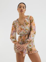 River Island Embellished Ruffle Playsuit - Imagen 1 de 4