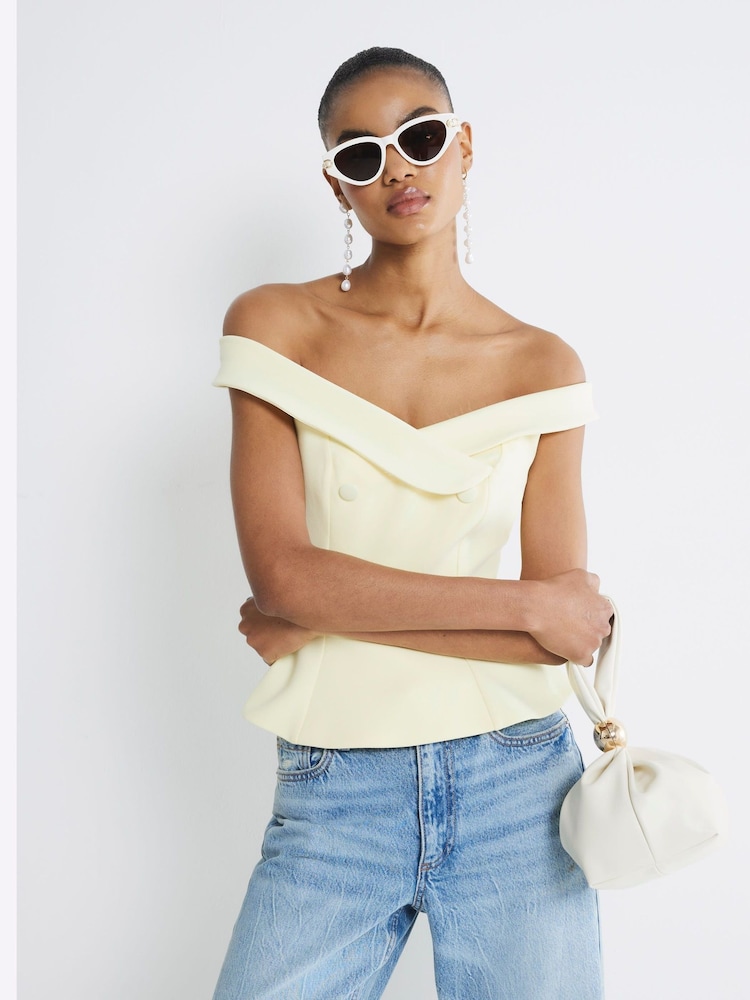 Двубортные блузки с открытыми плечами River Island - Изображение 1 из 4