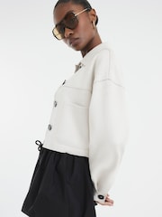River Island Stone Suedette Overshirt - Image 1 of 3