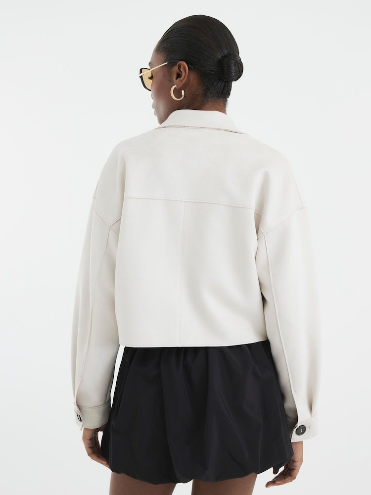 River Island Stone Suedette Overshirt - Image 2 of 3