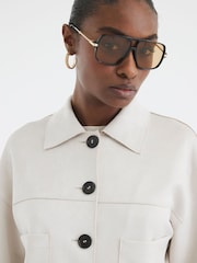 River Island Stone Suedette Overshirt - Image 3 of 3