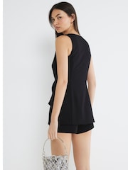 Negro - River Island Asymmetric Waistcoat Playsuit - Imagen 3 de 4