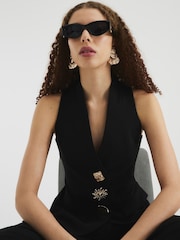 River Island Black Halter Neck Waistcoat - Image 1 of 4
