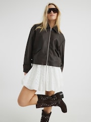 River Island White 100% Cotton Broderie Puff Ball Mini Skirt - Image 1 of 4