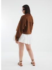 River Island White 100% Cotton Broderie Puff Ball Mini Skirt - Image 6 of 6