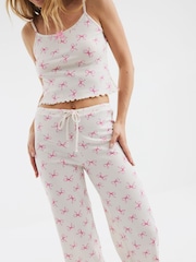 River Island Cream Bow Cami and Trouser Pyjamas Set - Image 3 of 4