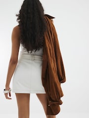 River Island White Button Front 100% Cotton Mini Skirt - Image 2 of 3