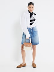 River Island Blue Petite Longline Bermuda Denim 100% Cotton Shorts - Image 3 of 5