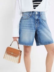 River Island Blue Petite Longline Bermuda Denim 100% Cotton Shorts - Image 4 of 5