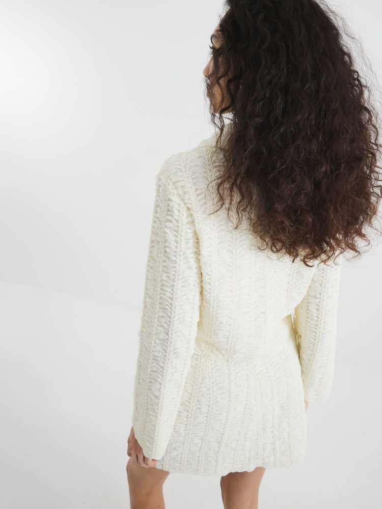 River Island Cream Textured Collar Jacket - Image 3 of 6