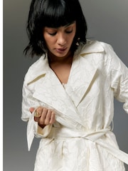 River Island Cream Floral Trench Coat - Image 3 of 4